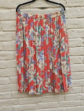 Alfred Dunner Colorful Floral Pleated Midi Skirt